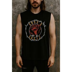 Guns N Roses Sleeveless Band T-Shirt Tank Top Black Rock Graphic Tee Unisex Med